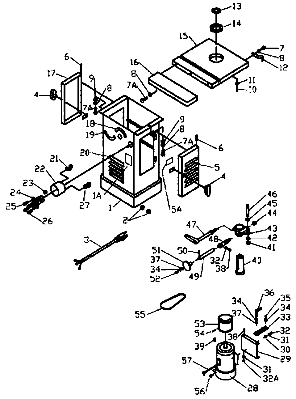Exploded Diagram A Diagram and Parts List for 43-290C Type 1 Delta Saw