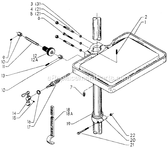 Page A Diagram and Parts List for 15-010 Type 1 Delta Drill Press