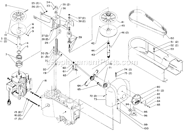 Page A Diagram and Parts List for 15-042 Type 1 Delta Drill Press