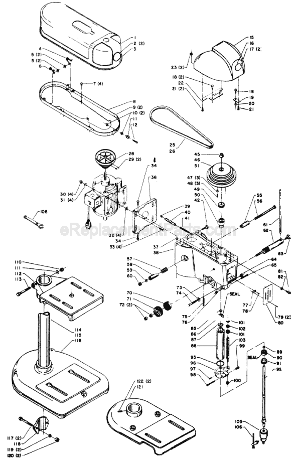Page A Diagram and Parts List for 15-077 Type 1 Delta Drill Press