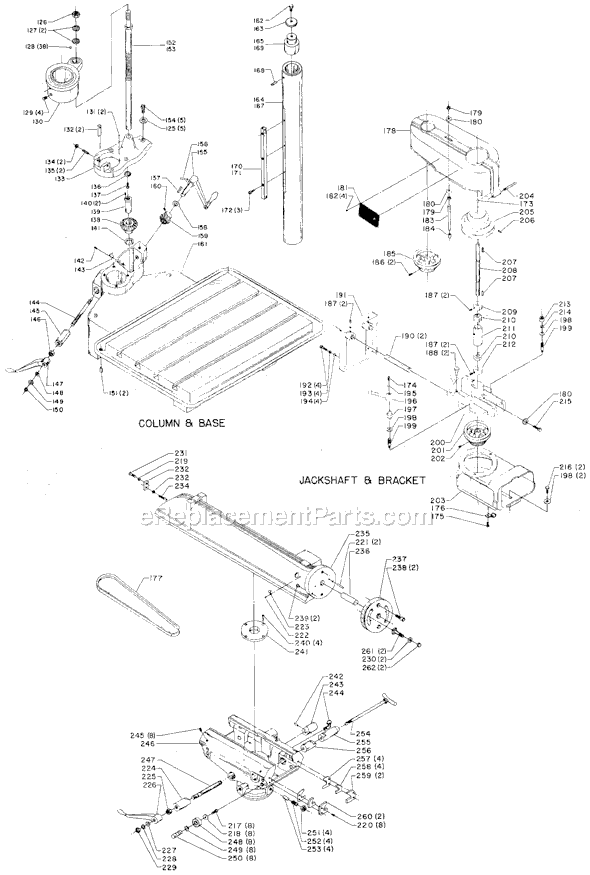 Page B Diagram and Parts List for 15-122 Type 1 Delta Drill Press