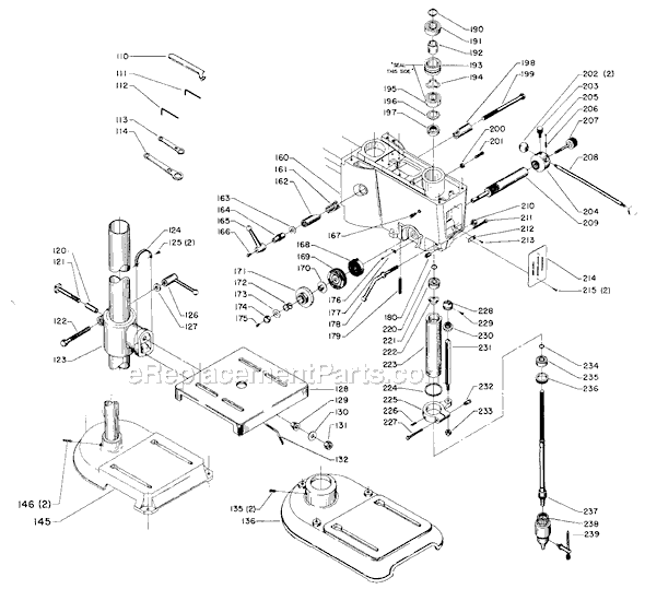 Page B Diagram and Parts List for 15-145 Type 1 Delta Drill Press