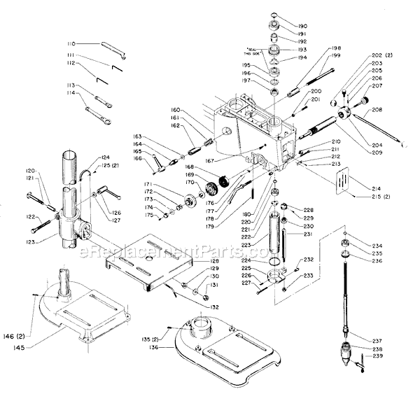 Page B Diagram and Parts List for 15-157 Type 1 Delta Drill Press