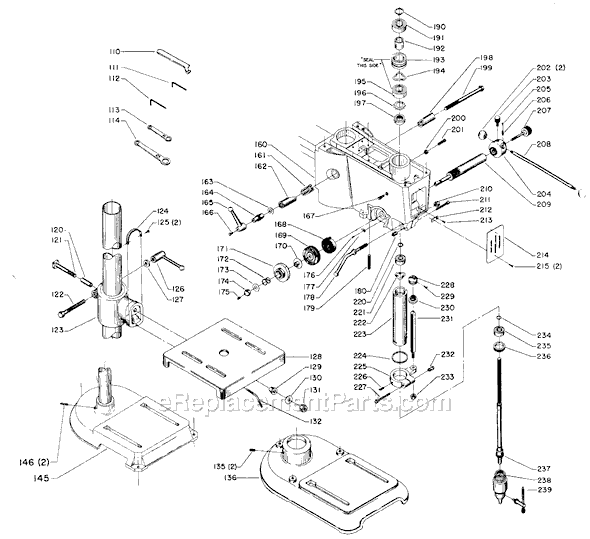 Page B Diagram and Parts List for 15-309 Type 1 Delta Drill Press