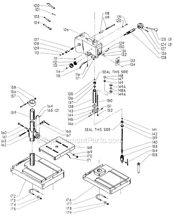 Page B Diagram and Parts List for 15-323 Type 1 Delta Drill Press