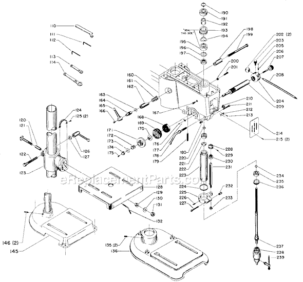 Page B Diagram and Parts List for 15-328 Type 1 Delta Drill Press