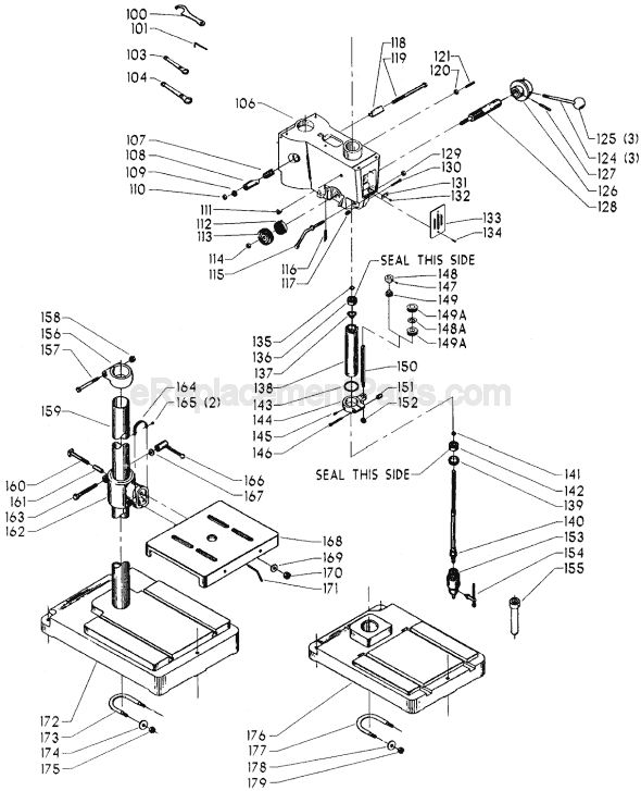 Page B Diagram and Parts List for 15-333 Type 1 Delta Drill Press