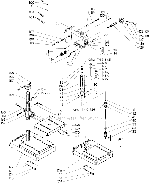 Page B Diagram and Parts List for 15-340 Type 1 Delta Drill Press