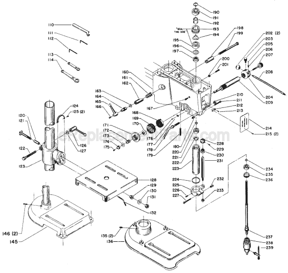 Page B Diagram and Parts List for 15-342 Type 2 Delta Drill Press