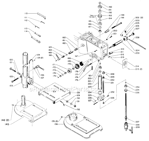 Page B Diagram and Parts List for 15-347 Type 1 Delta Drill Press