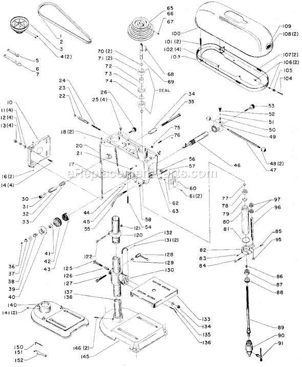 Page A Diagram and Parts List for 15-405 Type 1 Delta Drill Press