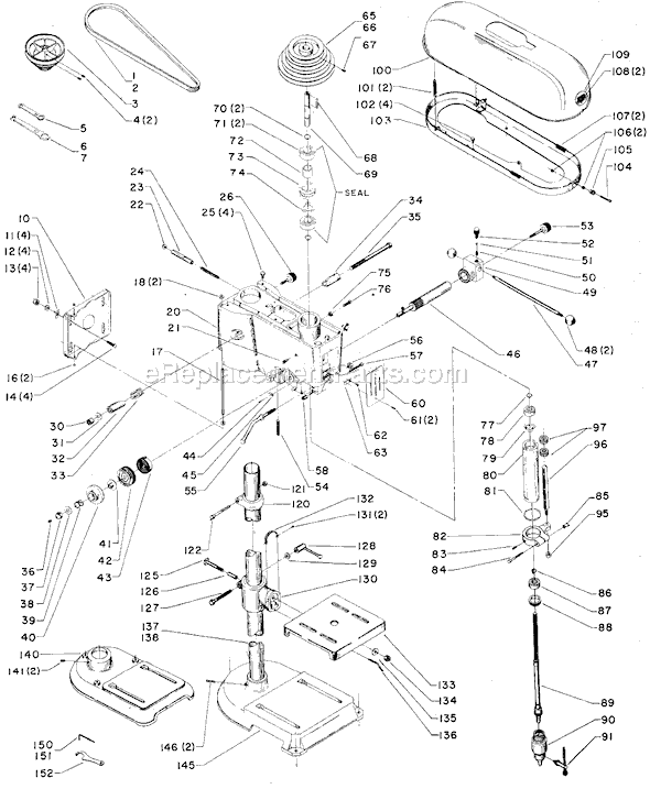 Page A Diagram and Parts List for 15-406 Type 1 Delta Drill Press