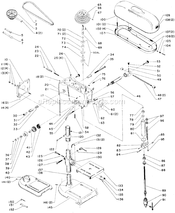 Page A Diagram and Parts List for 15-408 Type 1 Delta Drill Press