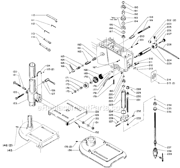 Page B Diagram and Parts List for 15-460 Type 1 Delta Drill Press