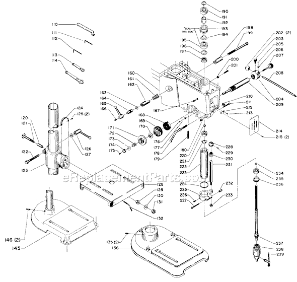 Page B Diagram and Parts List for 15-465 Type 1 Delta Drill Press