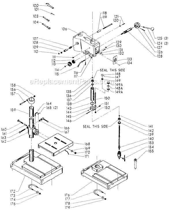 Page B Diagram and Parts List for 15-469 Type 1 Delta Drill Press