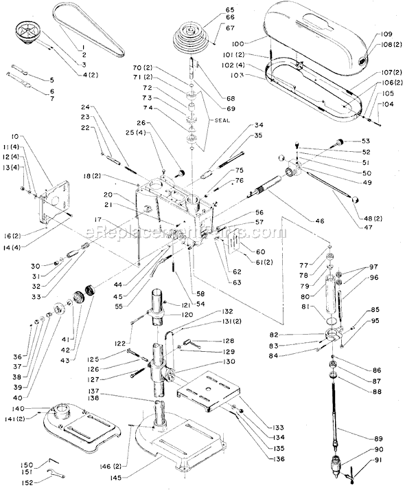 Page A Diagram and Parts List for 15-516 Type 1 Delta Drill Press