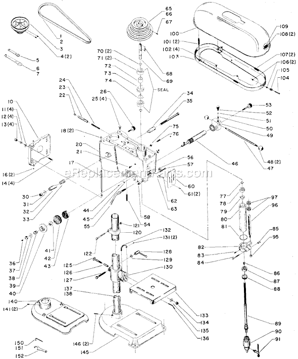 Page A Diagram and Parts List for 15-517 Type 1 Delta Drill Press