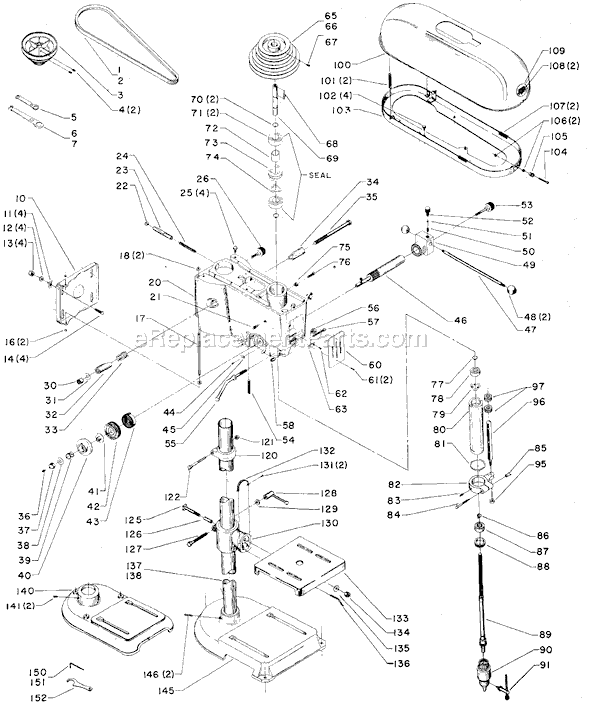 Page A Diagram and Parts List for 15-525 Type 1 Delta Drill Press