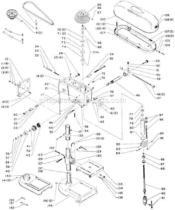 Page A Diagram and Parts List for 15-526 Type 1 Delta Drill Press