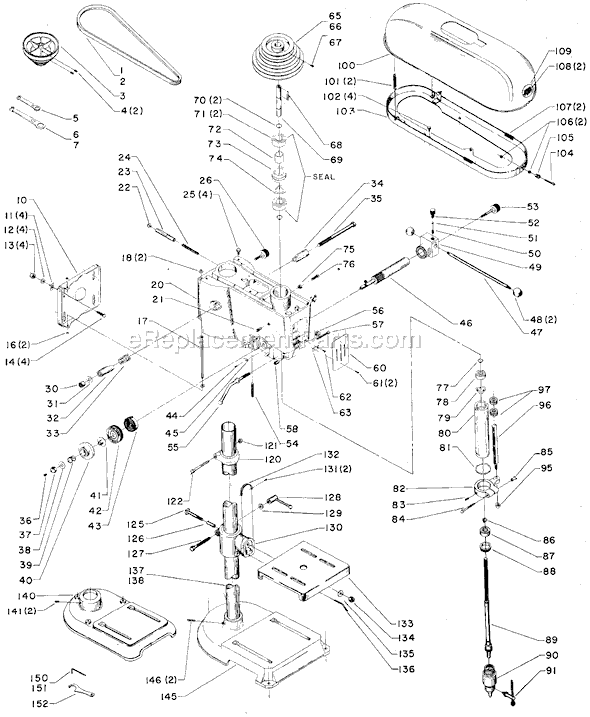 Page A Diagram and Parts List for 15-527 Type 1 Delta Drill Press