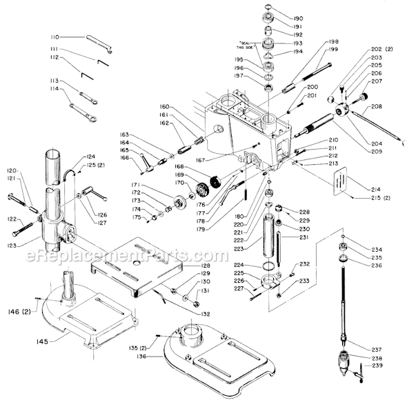 Page B Diagram and Parts List for 15-545 Type 1 Delta Drill Press