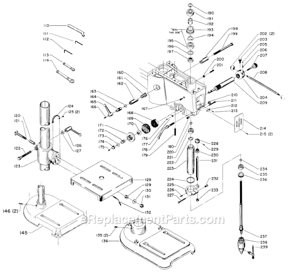 Page B Diagram and Parts List for 15-550 Type 1 Delta Drill Press