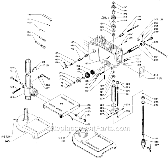 Page B Diagram and Parts List for 15-555 Type 1 Delta Drill Press