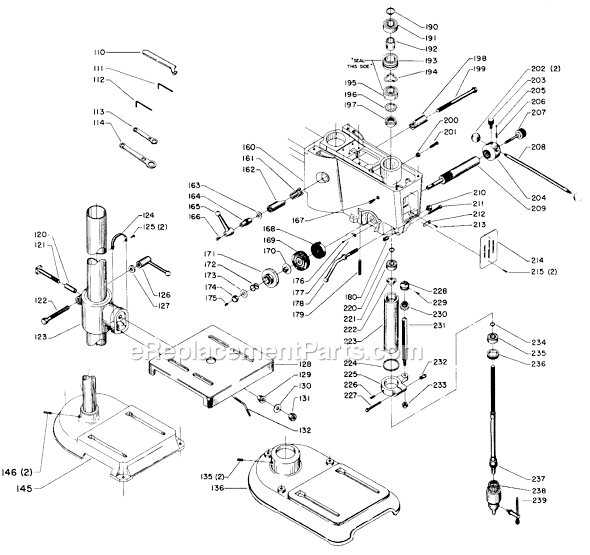 Page B Diagram and Parts List for 15-560 Type 1 Delta Drill Press