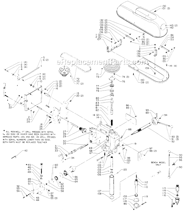 Page A Diagram and Parts List for 17-605 Type 1 Delta Drill Press