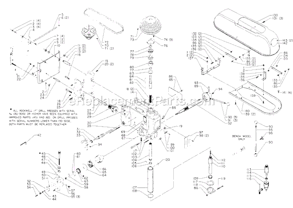 Page A Diagram and Parts List for 17-607 Type 1 Delta Drill Press