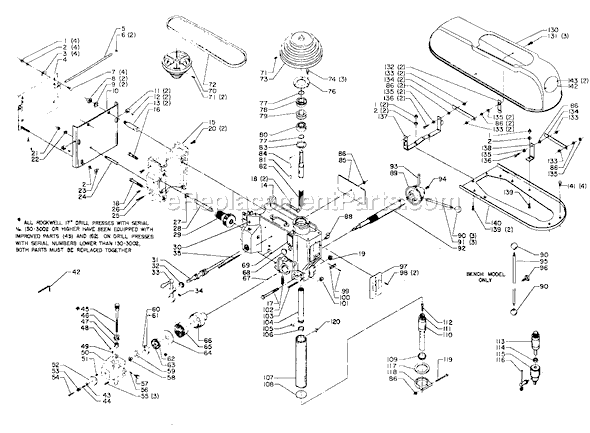 Page A Diagram and Parts List for 17-610 Type 1 Delta Drill Press