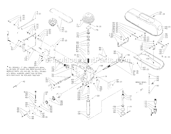 Page A Diagram and Parts List for 17-611 Type 1 Delta Drill Press