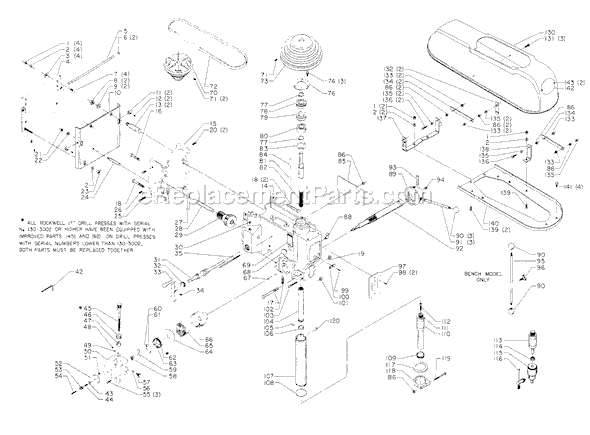 Page A Diagram and Parts List for 17-624 Type 1 Delta Drill Press