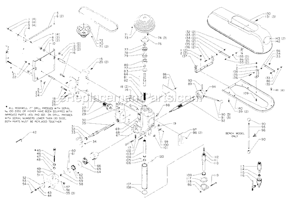 Page A Diagram and Parts List for 17-627 Type 1 Delta Drill Press