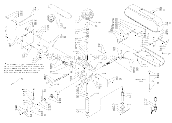 Page B Diagram and Parts List for 17-632 Type 1 Delta Drill Press
