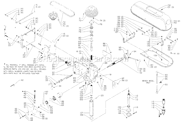 Page A Diagram and Parts List for 17-634 Type 1 Delta Drill Press