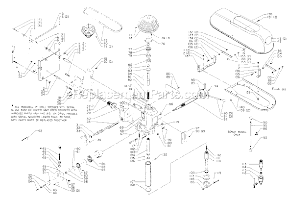 Page A Diagram and Parts List for 17-636 Type 1 Delta Drill Press