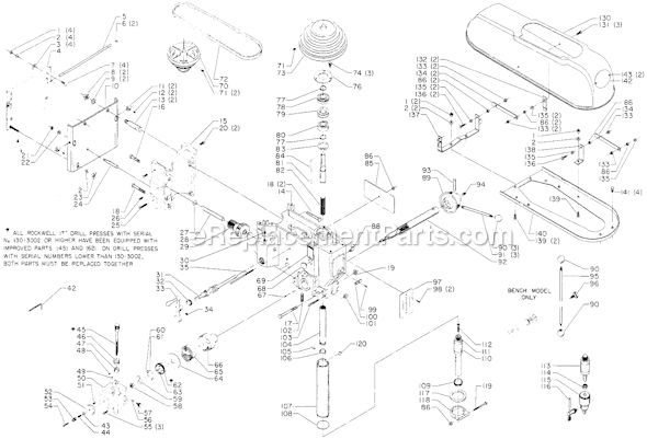 Page A Diagram and Parts List for 17-637 Type 1 Delta Drill Press