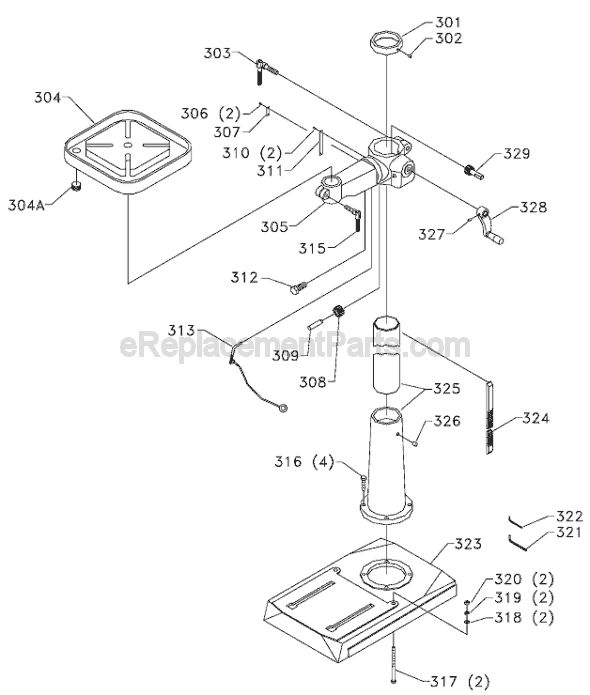 Page C Diagram and Parts List for 17-925 Type 1 Delta Drill Press
