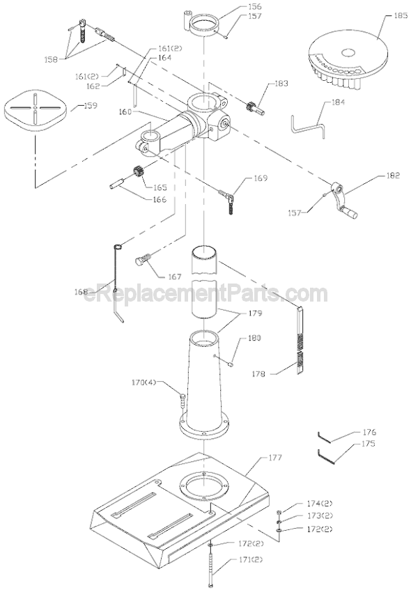 Page B Diagram and Parts List for 17-968 Type 1 Delta Drill Press