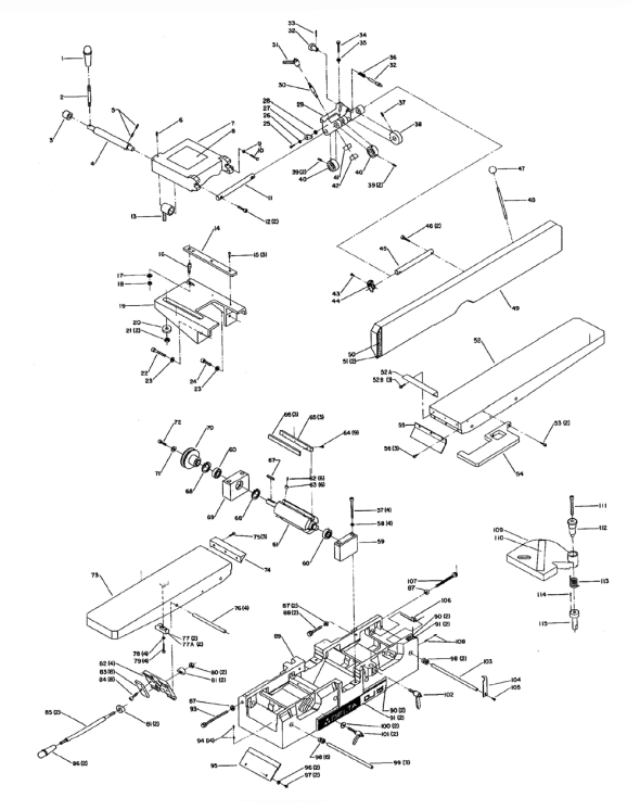 Delta 52-851 Type-1 Diagram and Parts List for 52-851 Type-1 Delta Planer Jointer