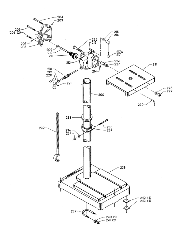 Delta Dp11b Diagram and Parts List for DP11B  Delta Drill Press
