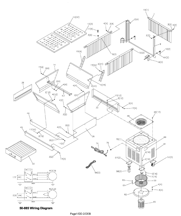 Delta 50-885 Diagram and Parts List for 50-885  Delta Dust Collector