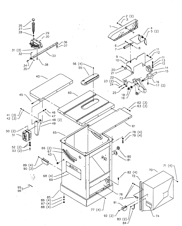 Delta 36-945 Diagram and Parts List for 36-945  Delta Saw