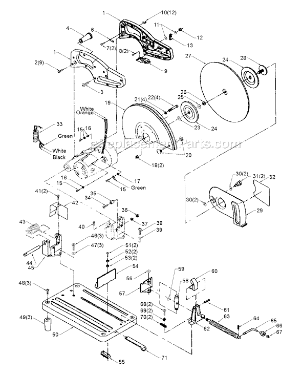 Page A Diagram and Parts List for 20-150 Type 1 Delta Chop Saw