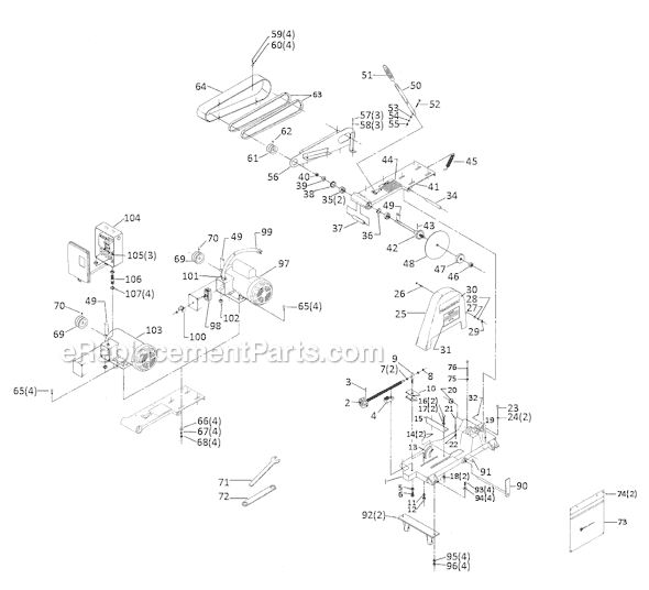 Page A Diagram and Parts List for 20-240 Type 1 Delta Chop Saw