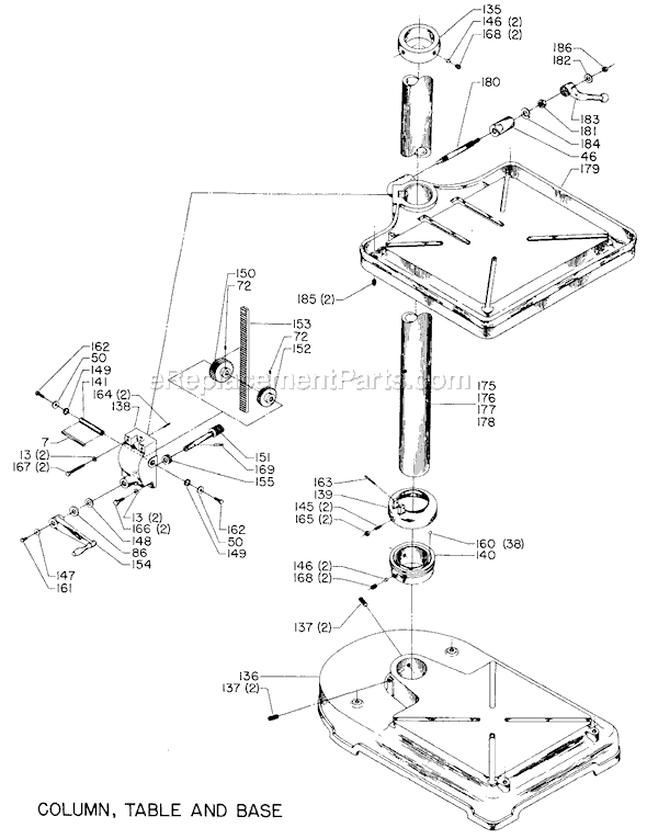 Page B Diagram and Parts List for 20-528 Type 1 Delta Drill Press