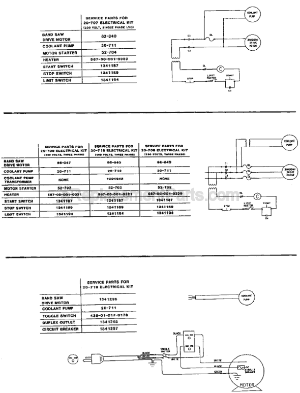 Page D Diagram and Parts List for 20-714 Type 1 Delta Band Saw