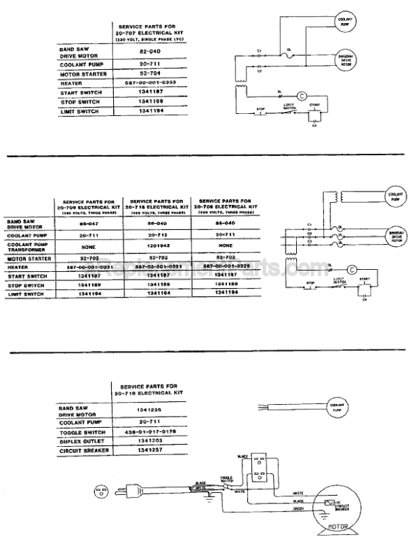 Page D Diagram and Parts List for 20-715 Type 1 Delta Band Saw